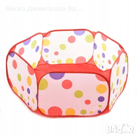 Детска палатка 3в1 с тунел и басейн за топки, Червена, 270 см, снимка 4 - Други - 54568288