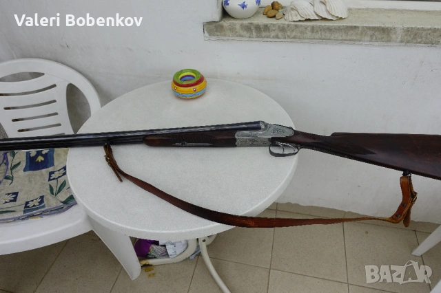 Продавам ловна двуцевка успоредка, английски приклад, сайдлок, 12 кал. магнум, шок и полушок, Меркел