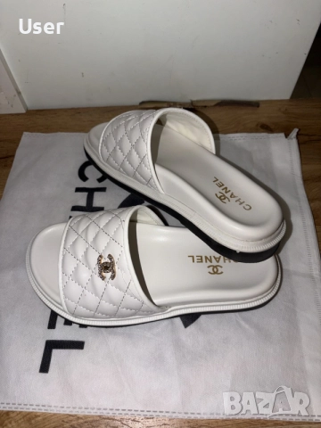 Дамски Бели чехли Chanel , снимка 3 - Чехли - 55214554