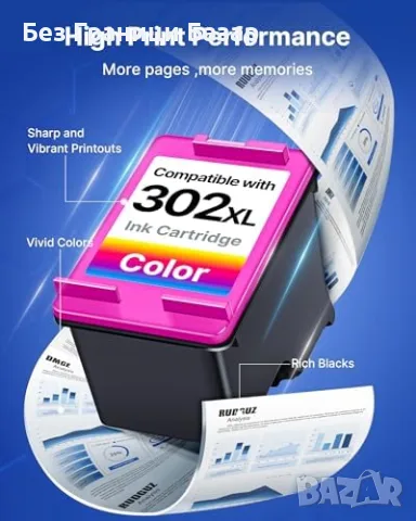 Ново 302XL мастило за HP DeskJet Envy OfficeJet, черно + цветно, 2 броя за Принтер тонер печат, снимка 4 - Консумативи за принтери - 55581412