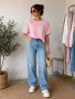 Стилна Дамска Тениска С Блестящ Джоб И Свободна Кройка👕Дамска Блуза С Къс Ръкав - 4 Цвята Код A1639, снимка 3