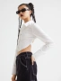 H&M фешън риза с отворен гръб р-р XS, снимка 3