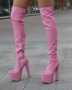 Чизми на ток - розова кожа , снимка 3