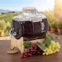 Стъклен диспенсър за напитки 8L, с кран и бамбукова поставка, снимка 1