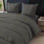 Комплект спално бельо 160x200 см с 2 калъфки 70x80 см, сатенени райета, микрофибър/памук, с цип, хип, снимка 1