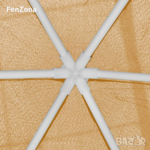 Шестоъгълна бежова градинска шатра 2x2x2x2.5 м с мрежа против комари, 2 входа и здрава стоманена кон, снимка 4 - Градински мебели, декорация  - 55067448