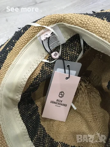Нова с етикет NWT Becksöndergaard Kendra Straw Hat - Straw hats Size S/M, снимка 8 - Шапки - 55396027