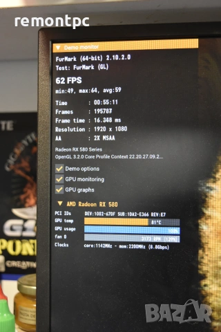 Sapphire Nitro + Radeon RX 580 8GD5 Видео карта 8 GB топ изпълнение, снимка 5 - Видеокарти - 55130424