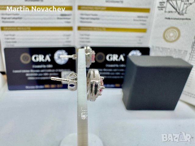 Сребърни обеци с мойсанит (Диамант) 0.5 карата, снимка 6 - Обеци - 54432566