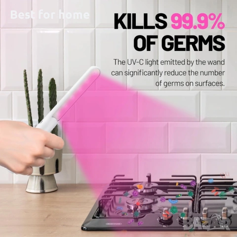 REAL SIMPLE RS UV Light Sanitizer Wand - Преносимо UVC дезинфекциращо устройство за дома, снимка 6 - Други стоки за дома - 54652164