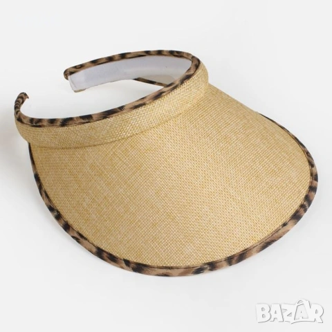 Дамска отворена шапка тип visor екрю с animal print_1261249