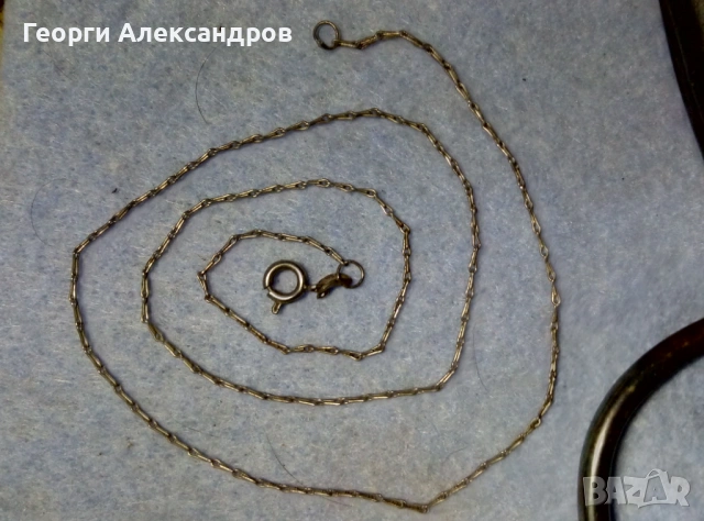 Лот СТАРИННИ СРЕБЪРНИ БИЖУТА - ТОРКВА ГРИВНА с ОРНАМЕНТИ и ФИНА ВЕРИЖКА Висока Проба СРЕБРО 13,8гр., снимка 9 - Антикварни и старинни предмети - 54714920