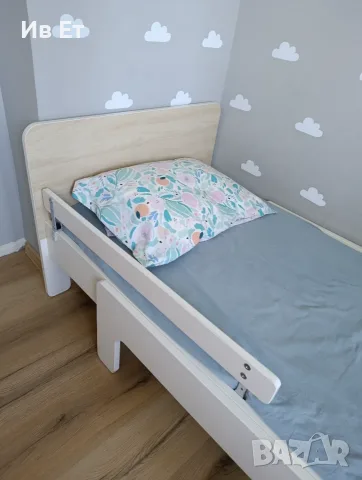 Детско разтегателно легло IKEA SLAKT с включена подматрачна рамка и матрак + подарък преграда, снимка 2 - Мебели за детската стая - 55680379