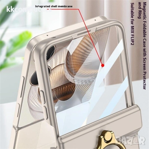 GKK калъф за Xiaomi Mix Flip 2 – PC+стъкло, магнитна панта, подставка, протектор, 3 цвята, снимка 8 - Калъфи, кейсове - 54594519