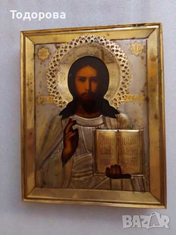 Царска Русия;сребърна икона,позлата,1856 година,размер 22-18 см. сребро 84