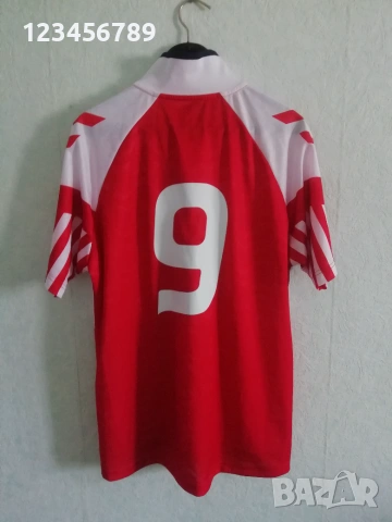 Denmark Euro 1992 Povlsen #9 оригинална ретро тениска фланелка Дания Hummel екип vintage , снимка 2 - Тениски - 53198106