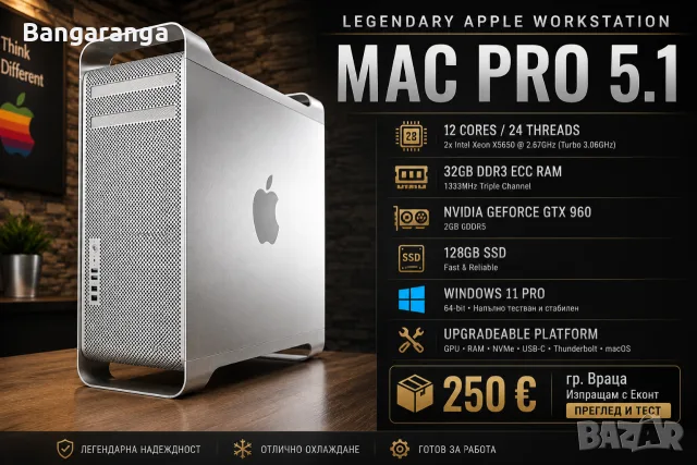 Apple Mac Pro 5.1 (Mid 2010) | 12-Core Xeon | 32GB ECC RAM | GTX 960 | Windows 11 Pro
