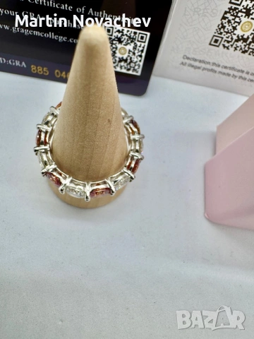 Сребърен пръстен с мойсанит (Диамант) 7 карата, снимка 5 - Пръстени - 54355658