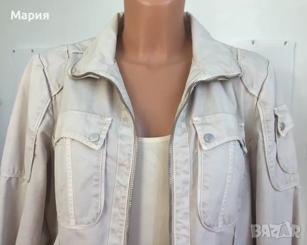 М размер Оригинално MONCLER Дамско Яке Монклер Бежово Дънково 100% Памук, снимка 3 - Якета - 55407567