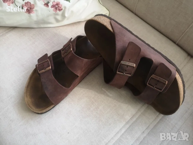 Birkenstock N 46 като нови, естествена кожа, модел Arizona, снимка 6 - Мъжки чехли - 54790798