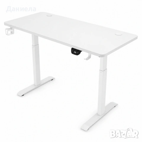 Регулируемо бюро 120 см с дигитален контрол на височината – Бял плот и бели крака, снимка 6 - Декорация за дома - 54695021