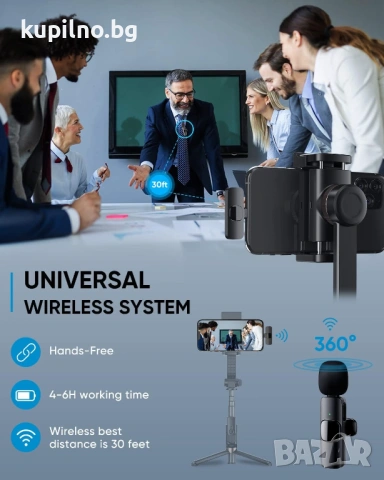 Микрофон за iOS/Android, Мини микрофон Plug & Play, Безжичен Лавалиер микрофон за YouTube/Facebook с, снимка 5 - Аксесоари за Apple - 54916118