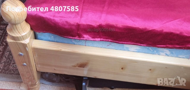 Продавам единично легло от масив с матрак, снимка 3 - Спални и легла - 54310932