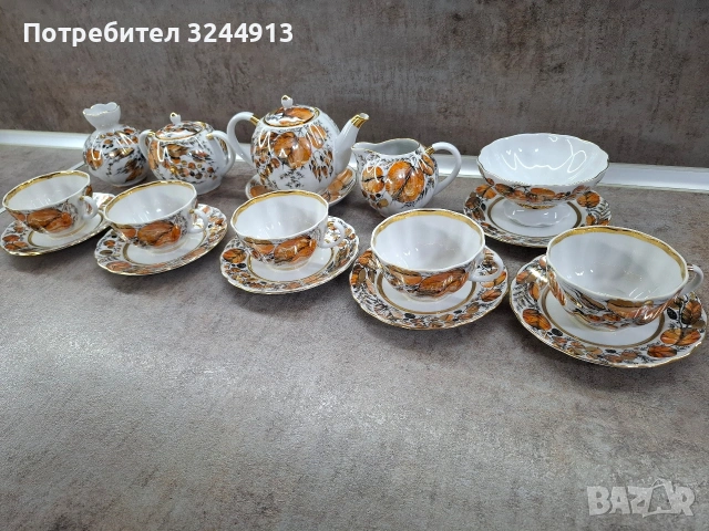 Руски порцеланов чаен сервиз ЛФЗ ,, Мой сад" , снимка 4 - Сервизи - 54000722