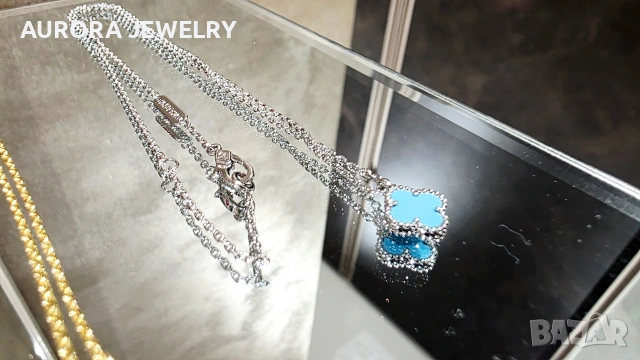 Van Cleef & Arpels VCA Gold Turquoise Sweet Alhambra Clover Дамско Колие, снимка 7 - Колиета, медальони, синджири - 54224642