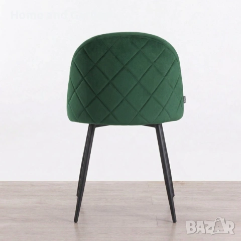 Дизайнерски зелен стол FARO – тапициран, стабилен и удобен, снимка 2 - Столове - 53971513