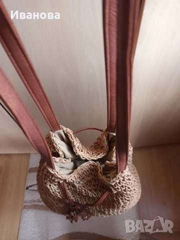 Плетена лятна дамска чанта, снимка 4 - Чанти - 54190527