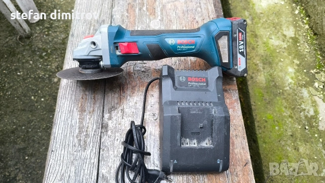 Bosch GWS 18V-7, 12.5 cm, 11000 RPM, 18 V батерия, 1.6 kg, черен/син плуз зарядно и 2 Ah батерия , снимка 3 - Ъглошлайфи - 54652029