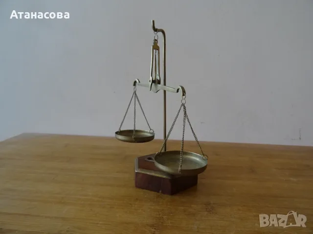 Бижутерска аптекарска везна месинг #3, снимка 2 - Антикварни и старинни предмети - 55415247