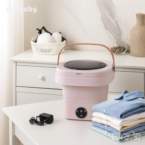 Мини сгъваема пералня с центрофуга – Компактна, мощна и идеална за всеки дом или пътуване - 12 литра, снимка 2 - Къмпинг мебели - 54083045