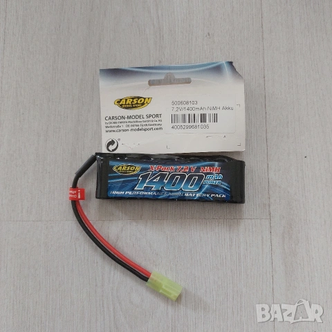 Професионална NiMH Батерия Carson X-Pack 7.2V 1400mAh – За RC Коли, Лодки и Танкове