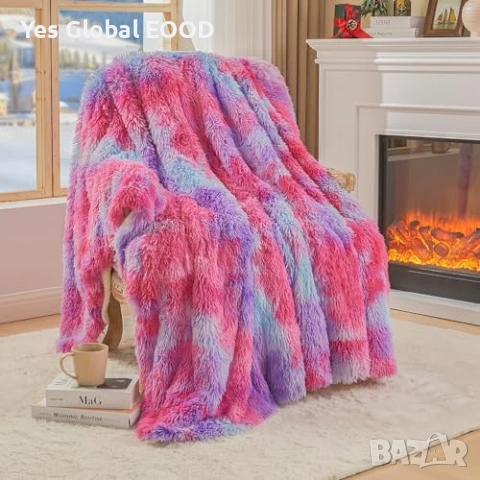 Пухкаво одеяло 150x200см Rainbow Pink Purple, снимка 5 - Олекотени завивки и одеяла - 54923859