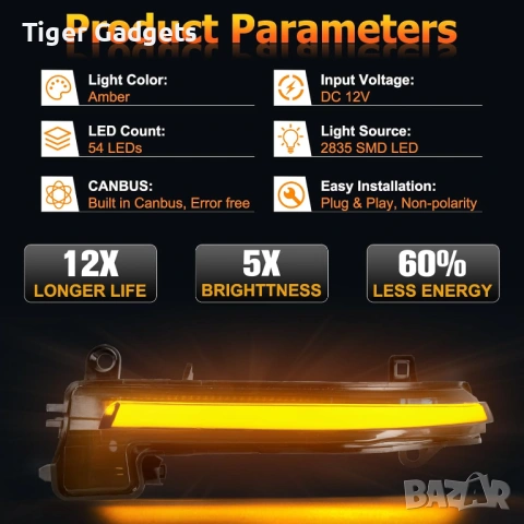 Динамични LED мигачи за огледала BMW POPMOTORZ 2835 SMD Black, Sequential, комплект 2 броя, снимка 7 - Аксесоари и консумативи - 54853376