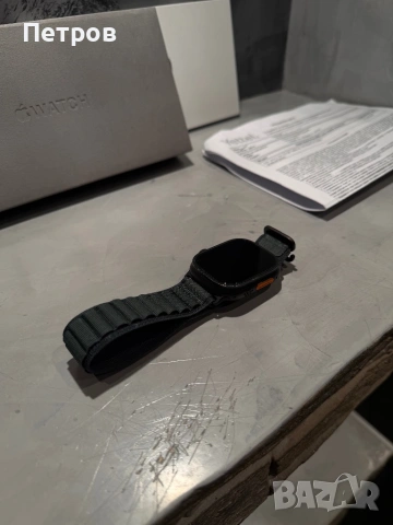 100% battery! Гаранция!  Apple Watch Ultra 2  Black Titanium Green 49 mm, снимка 2 - Смарт гривни - 54445163
