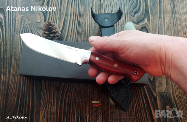 Нож от прахова стомана Елмакс с дръжка от екзотичен Падук , снимка 7 - Ножове - 55097153