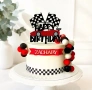 Комплект топер Happy birthday рали състезание кола знаме флаг топчета топки декорация на торта , снимка 2