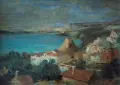 Картина, изглед от Балчик, худ. М. Бочев, 1966 г., снимка 2