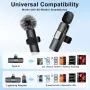 Нови 2 броя Lavalier микрофони AI шумопотискане iPhone Android Vlog USB-C Lightning YouTube TikTok, снимка 4