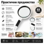 Мощна увеличителна ръчна лупа с дръжка 6X увеличение за четене на книги деца голяма стъклена , снимка 2