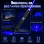 Мощен акумулаторен син лазер 5000mW пойнтер с приставки и предпазни очила пали гори пука балон, снимка 7