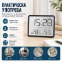 Модерен LED дигитален настолен часовник с температура влага магнит за стена на батерии влагомер, снимка 5
