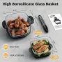 AIRMSEN Portable Glass Air Fryer 4.5L + 1.2L Нов Стъклен Еърфрайър 1500W Без PFAS, снимка 10