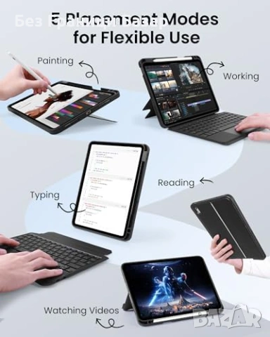 Нов Калъф с клавиатура за iPad 10th Gen A16 2025, тъчпад, RGB, UK layout Кейс таблет Айпад, снимка 3 - Друга електроника - 54724180