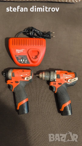 Milwaukee M12 FID-0 ударен импакт +Milwaukee M12 FPD-0, 44 Nm Milwauke ударен безчетков винтоверт 