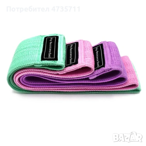 Текстилни тренировъчни ластици 3 броя, снимка 3 - Йога - 54089348