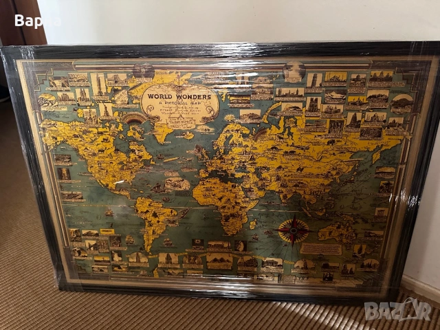 Постер/плакат/ Карта на света със забележителности , снимка 2 - Картини - 54112477